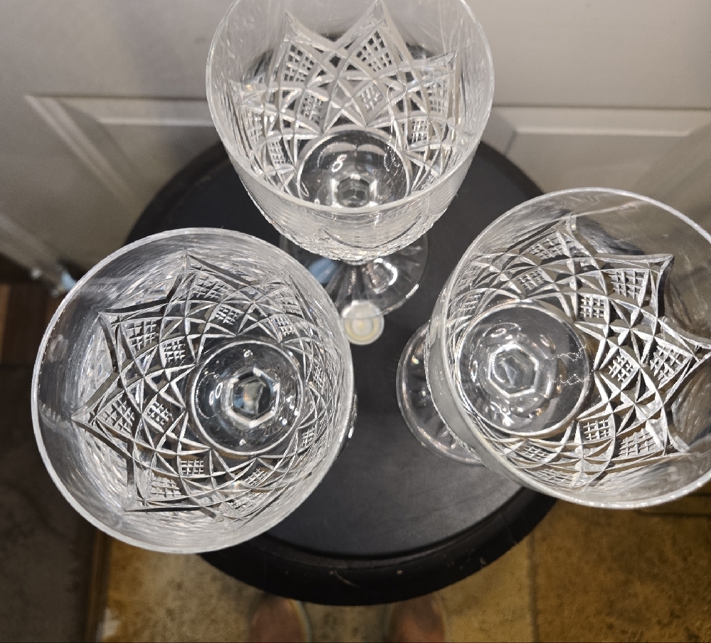 Vintage Baccarat Colbert Crystal Goblet Glass Set Of 3 - Picture 4 of 12